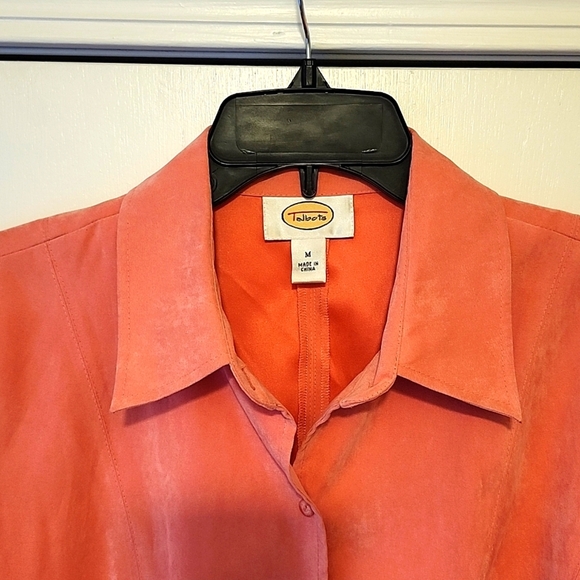 🍁Talbots Womens Salmon Pink Button Down Long Sleeve Shirt - Picture 3 of 4